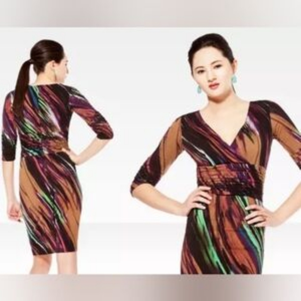Nue by Shani Colorful Long Sleeve Dress